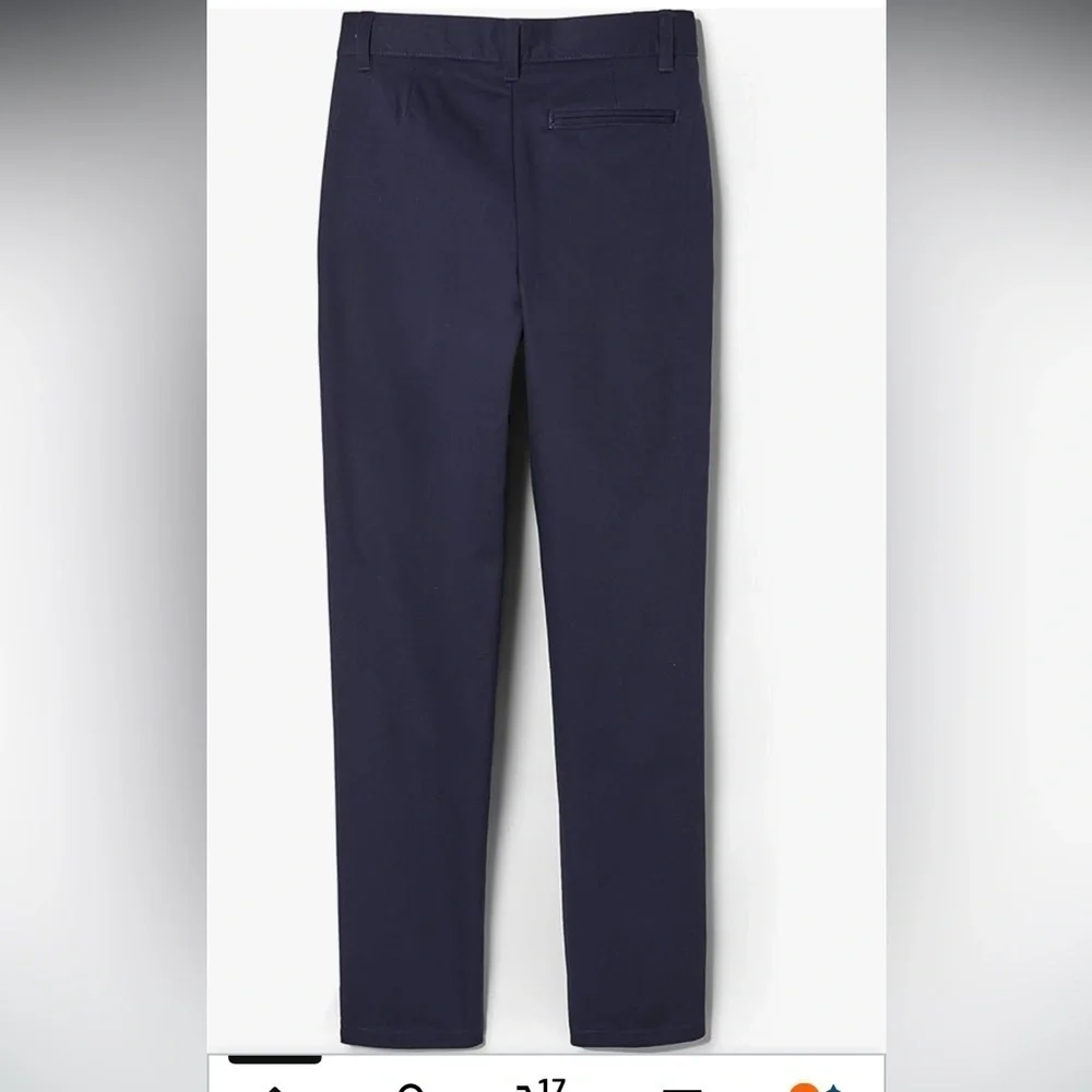 French Toast Boys' Relaxed Fit Navy Blue Twill Pant w/Adjustable Waist 10 Slim